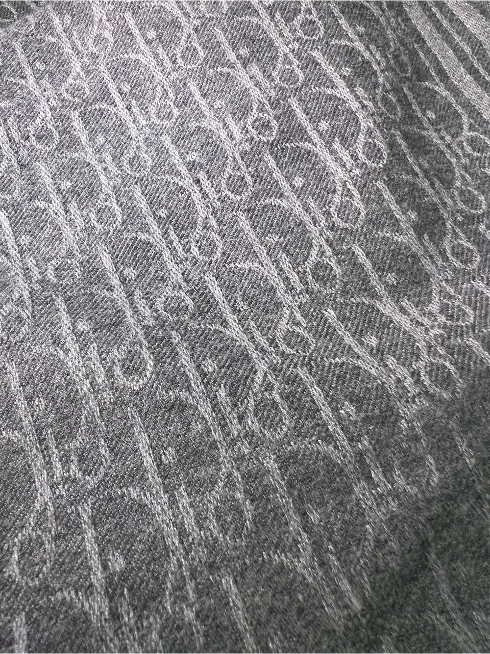 Dior Gray Cashmere Monogram Scarf - Picture 3 of 10